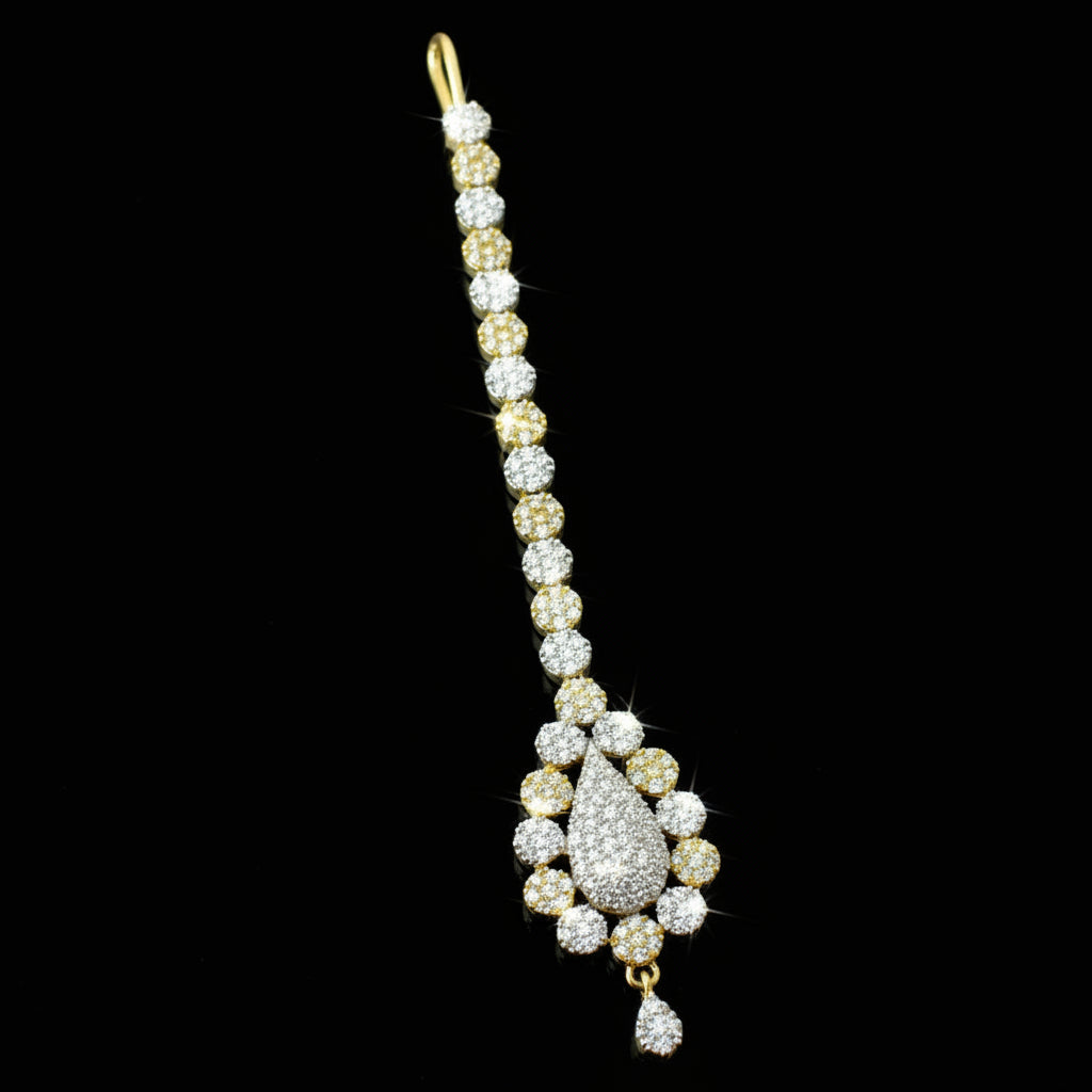 Gold and diamond bracelet on a dark background with 'Saheli' brand logo.