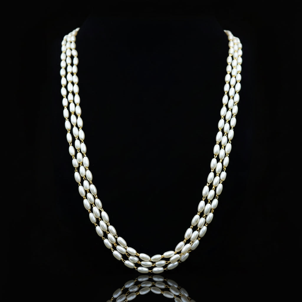 Pearl necklace on a black background